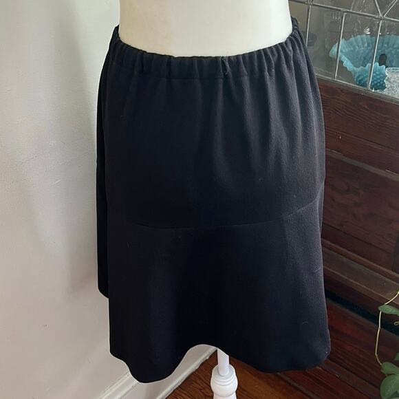 80s/90s Vintage Homemade Black Full Skirt Size XS Elastic Waist Midi Minimalist - Picture 4 of 16